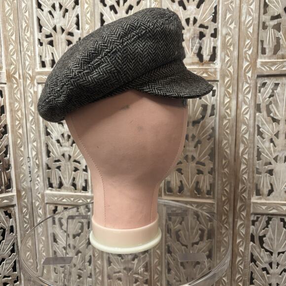 Unisex Black & Gray Hat Newsboy Walking Gatsby Cap 100% Pure Wool Donegal Tweed - Picture 5 of 9